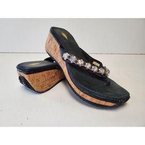 volatile chunky platform wedge black Rhinestone studded sandals Women’s US Sz 10